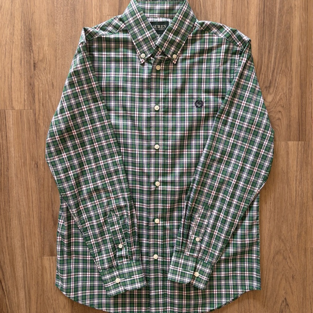 Ralph Lauren Green and Blue Plaid Button Down Shirt